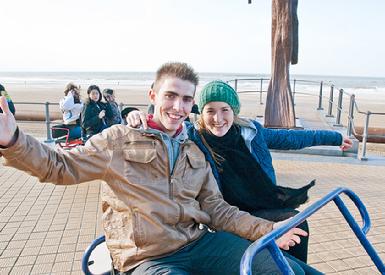 Students enjoying the North Sea coast